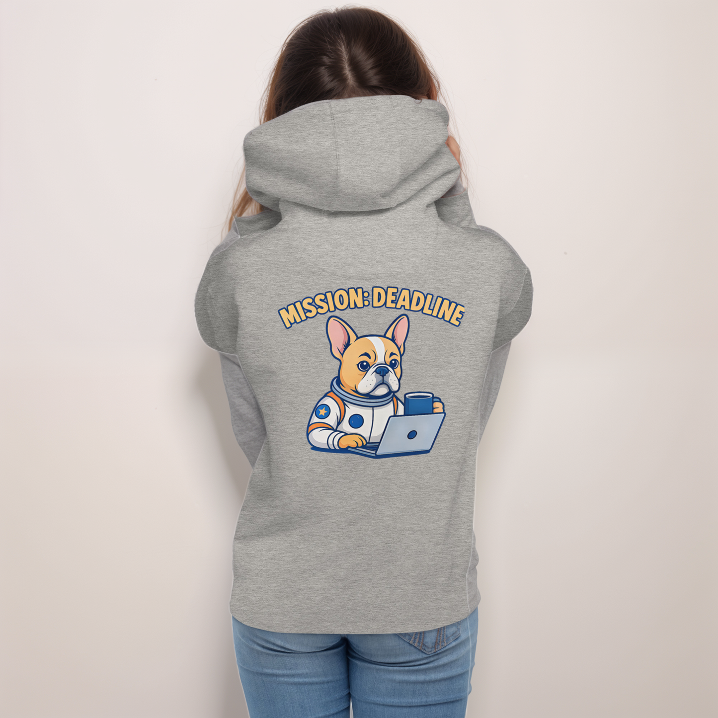 Mission: Deadline – Unisex Hoodie mit Astronaut-Frenchie
