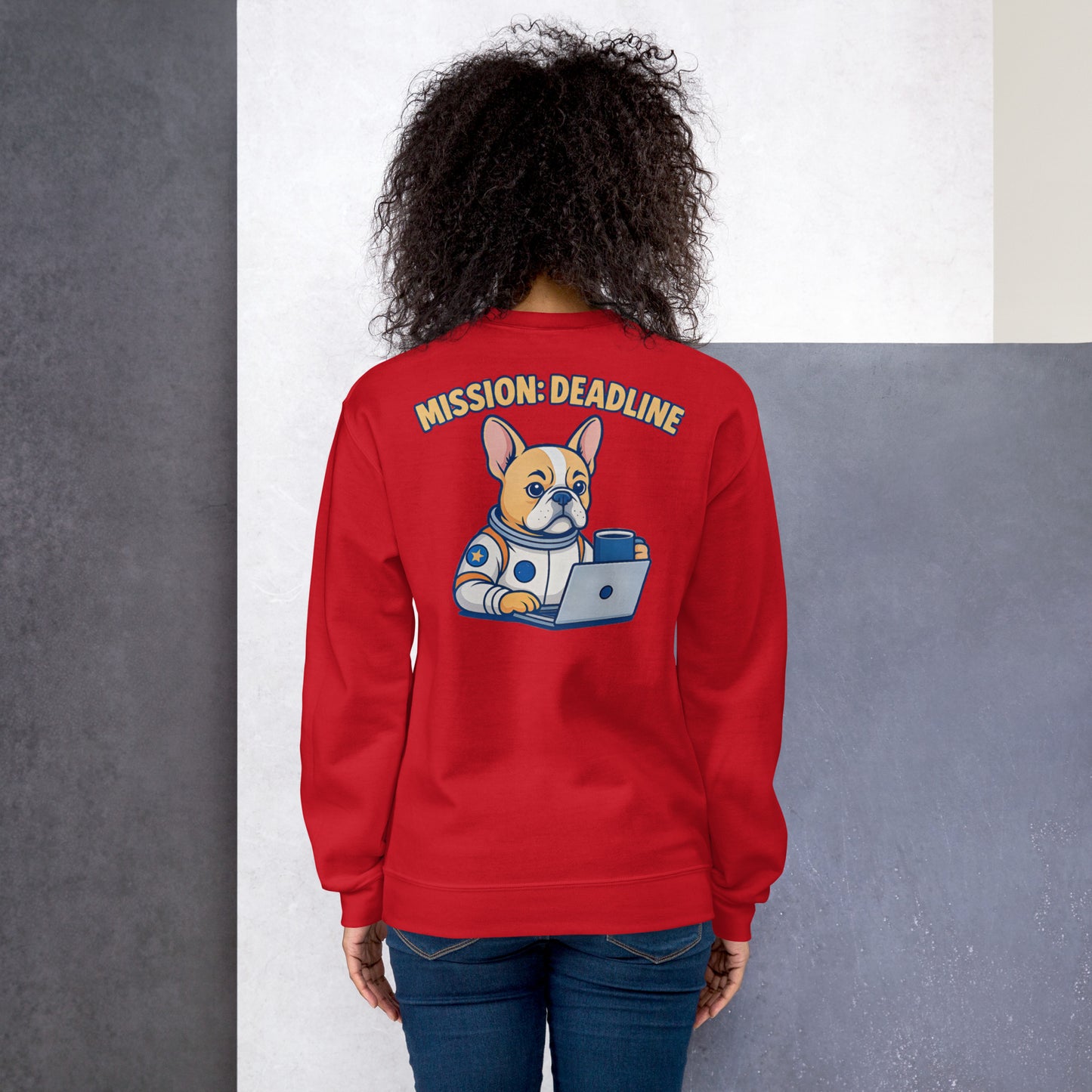 Mission: Deadline – Unisex Sweatshirt mit Astronaut-Frenchie