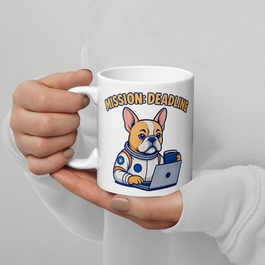 Mission: Deadline – Keramiktasse mit Astronaut-Frenchie